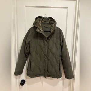L.L. Bean Down Quilted Olive Green Jacket XS